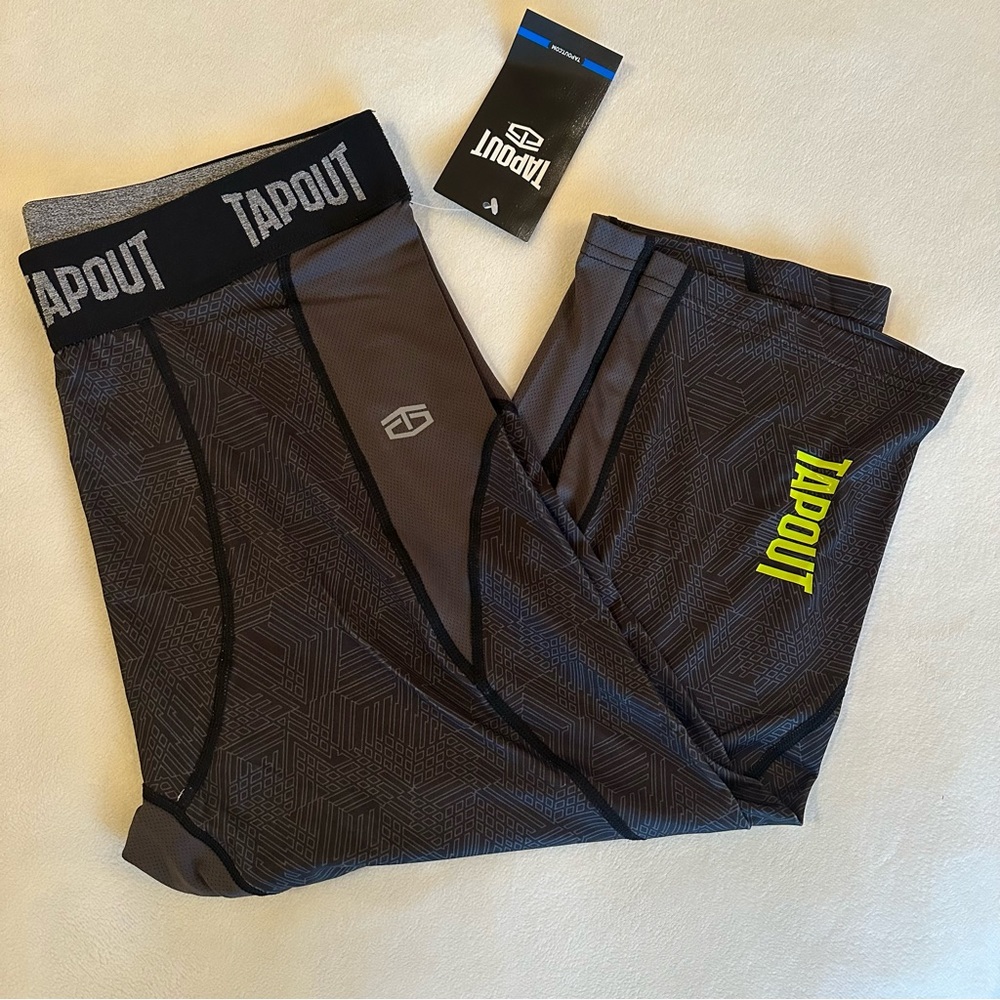 [Tapout] Asphalt Gray Running Workout Tights Cropped Length Size Large
